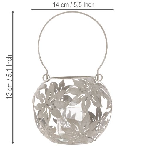Wind light metal hanging decoration decorative lantern gray Ø14cm H13cm | Floristik24.ie