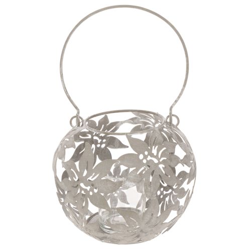 Wind light metal hanging decoration decorative lantern gray Ø14cm H13cm | Floristik24.ie
