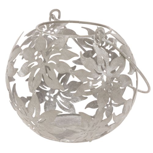 Wind light metal hanging decoration decorative lantern gray Ø14cm H13cm | Floristik24.ie