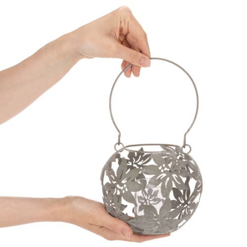 Wind light metal hanging decoration decorative lantern gray Ø14cm H13cm | Floristik24.ie