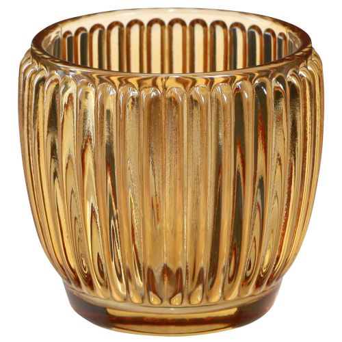 Floristik24 Lantern Orange Candle Holder Glass Retro Ø7cm H7cm 6 pcs