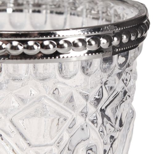 Floristik24 Lantern Retro Glass with Metal Rim Clear Ø7cm H8cm 6 pcs