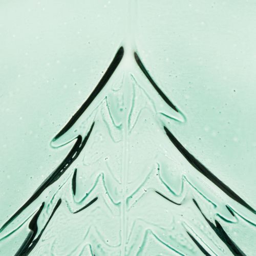 Glass tealight holder with fir trees in relief, Christmas decoration, 16cm | Floristik24.ie