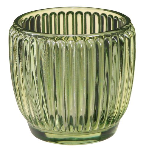 Floristik24 Lantern tealight holder glass green retro Ø7cm H7cm 6 pcs