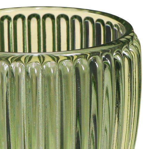 Floristik24 Lantern tealight holder glass green retro Ø7cm H7cm 6 pcs