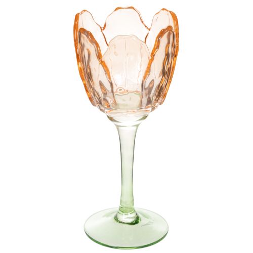 Floristik24 Tulip-shaped glass tealight holder, vintage style, romantic home decoration, 20cm