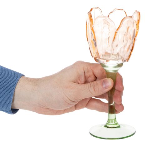 Product Tulip-shaped glass tealight holder, vintage style, romantic home decoration, 20cm