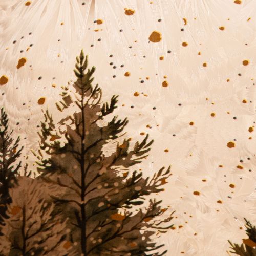 Glass tealight holder with winter forest in snow, Christmas decoration, 20cm | Floristik24.ie