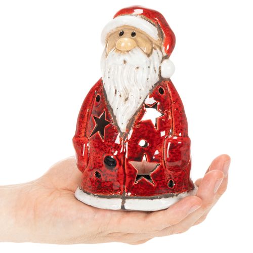 Santa Claus decorative figure as a tealight holder with stars, table decoration, 15cm