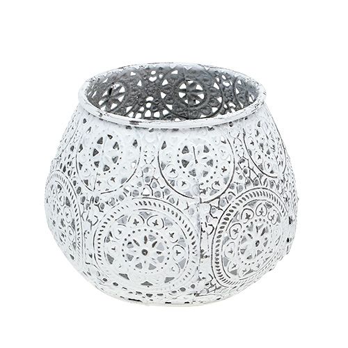 Floristik24 Lantern white with pattern Ø10cm H8cm 1p