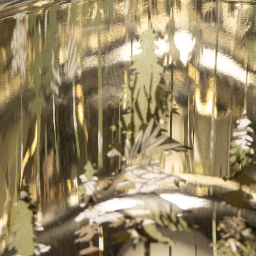 Glass tealight holder with pine cones and snowflakes, 15cm | Floristik24.ie