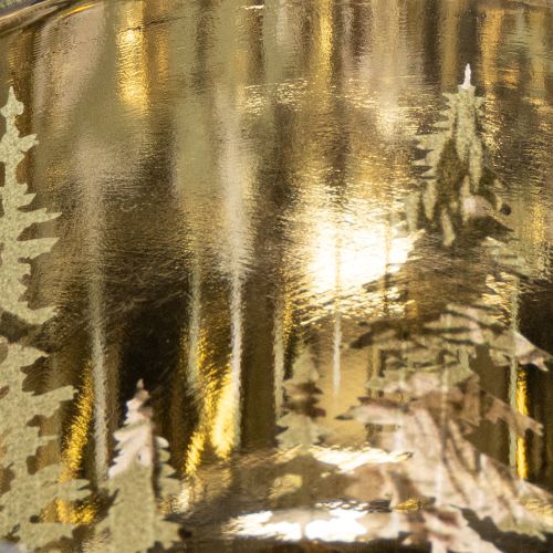Glass tealight holder with winter fir branch, 8cm, 2 pieces | Floristik24.ie