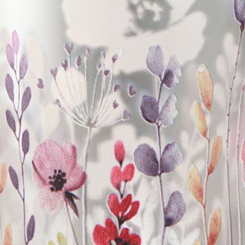 Product Lantern made of glass poppy butterfly silver color H18cm