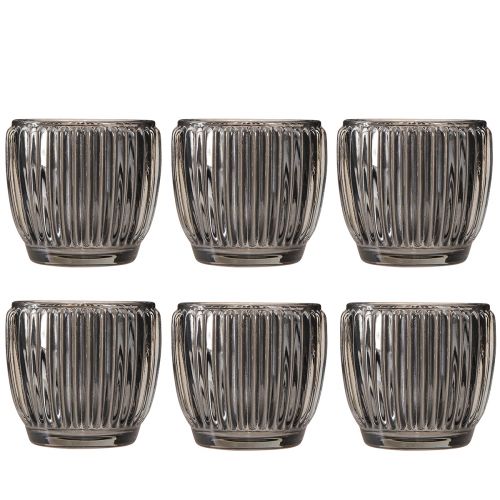 Product Glass lantern in grey autumn winter Ø7cm H7cm 6 pcs