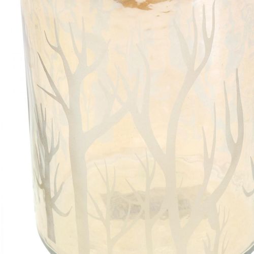 Lantern Glass Deco Trees Brown Tealight Glass Ø9.5cm H13.5cm