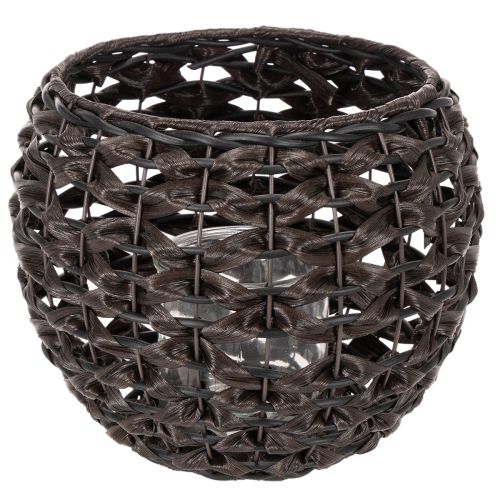 Lantern braided black, brown summer decoration Ø31cm H25cm