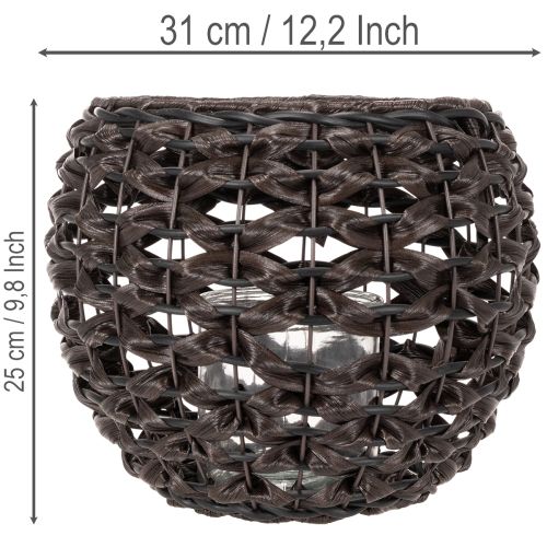 Lantern braided black, brown summer decoration Ø31cm H25cm | Floristik24.ie