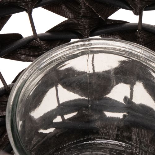 Lantern braided black, brown summer decoration Ø31cm H25cm | Floristik24.ie