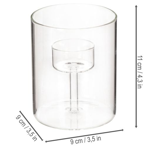 Glass lantern with raised tea light holder 11cm | Floristik24.ie