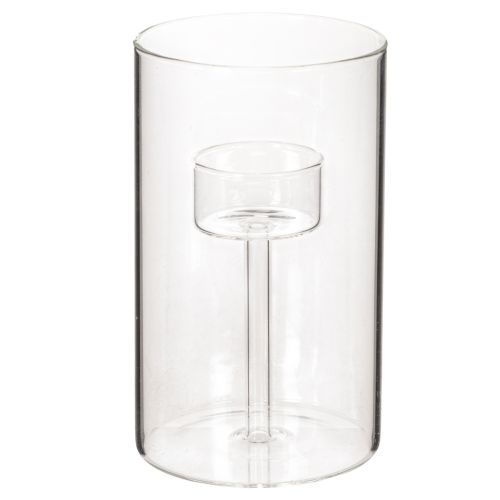 Glass candle holder with insert for pillar candles 15cm 2pcs buy online | Floristik24.ie