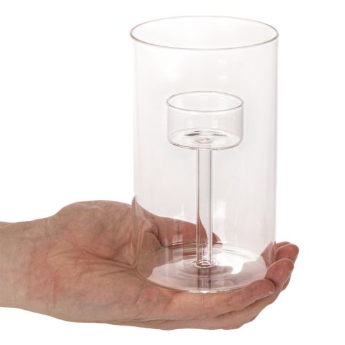 Glass candle holder with insert for pillar candles 15cm 2pcs | Floristik24.ie