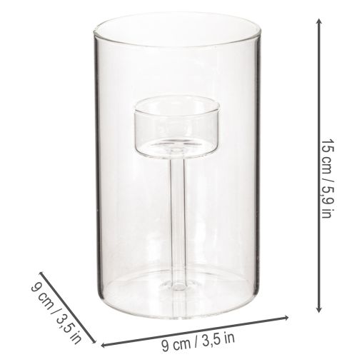 Glass candle holder with insert for pillar candles 15cm 2pcs | Floristik24.ie