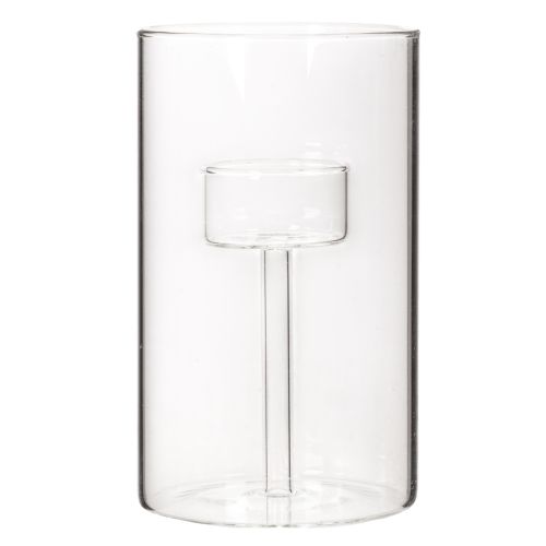 Glass candle holder with insert for pillar candles 15cm 2pcs | Floristik24.ie