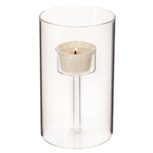 Glass candle holder with insert for pillar candles 15cm 2pcs | Floristik24.ie