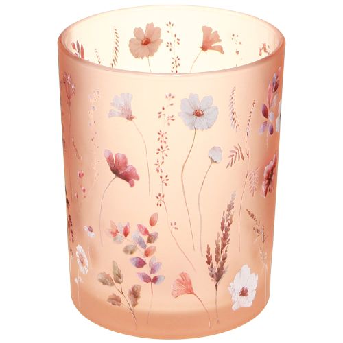 Floristik24 Decorative glass lantern with floral motif for stylish home accents, 12.5cm, 2 pieces