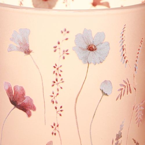 Product Decorative glass lantern with floral motif for stylish home accents, 12.5cm, 2 pieces