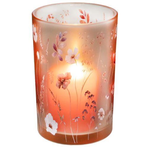 Product Glass tealight holder with floral motif for cozy moments in the home, 18cm