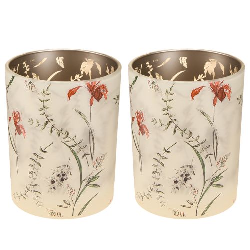 Product Elegant candle holder with floral motif for harmonious room design, 12.5cm, 2 pieces