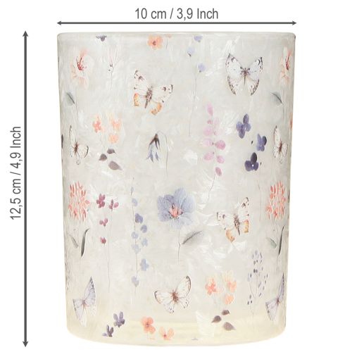 Product Glass tealight holder with butterfly motif for cozy living moments, 12.5cm, 2 pieces