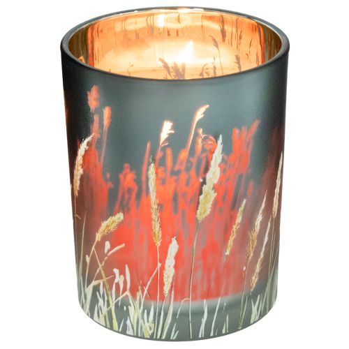 Product Elegant decorative lantern with grass motif for cozy living accents, 12.5cm, 2 pieces.