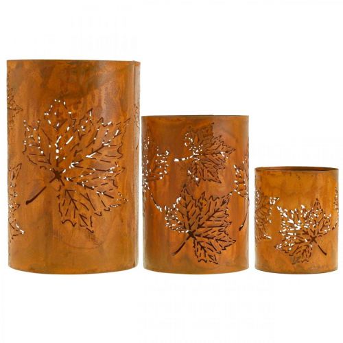 Floristik24 Autumn decoration lantern rust look H20/15/10cm set of 3