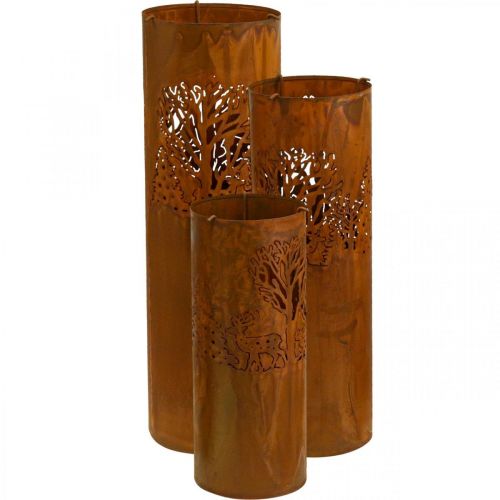 Floristik24 Candlestick rust look decoration deer 30/38.5/45cm set of 3