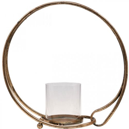 Product Lantern metal candle holder golden glass Ø33cm