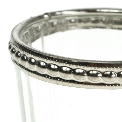 Floristik24 Tealight glass antique with metal rim Ø6cm H6cm 4pcs