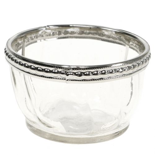 Floristik24 Tealight glass antique with metal rim Ø7cm H4cm