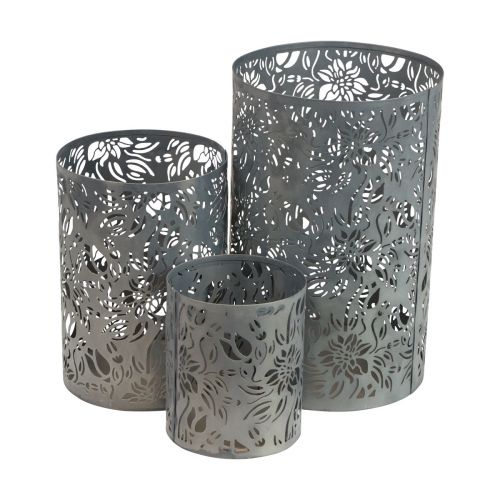 Product Lantern decoration metal garden gray H10/15/20cm set of 3