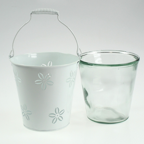 Floristik24 Lantern bucket white Ø17cm H17cm