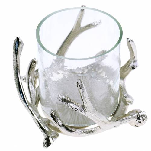 Product Lantern antler silver Ø16cm H11cm