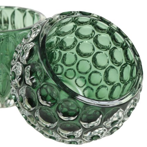 Floristik24 Lantern glass dark green Ø8cm H6cm 2pcs