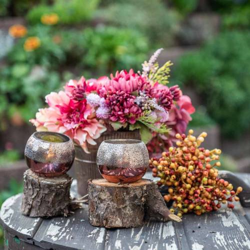 Floristik24 Lantern glass copper Ø8.5cm H6.5cm 4pcs