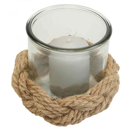 Floristik24 Lantern glass natural fiber hemp braided Ø13cm H10cm
