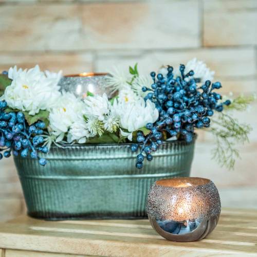 Floristik24 Lantern glass silver Ø8.5cm H6.5cm 4pcs