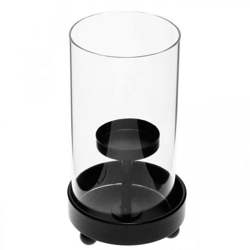 Floristik24 Lantern Glass Tealight Holder Metal Black H18cm
