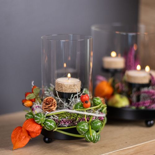 Floristik24 Lantern Glass Tealight Holder Metal Black H18cm