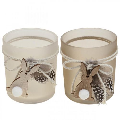 Floristik24 Lantern glass tealight holder Easter Ø8cm H9cm 2pcs