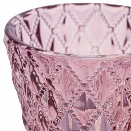 Floristik24 Lantern glass tealight holder diamond pattern Ø7.5cm H6cm 4pcs